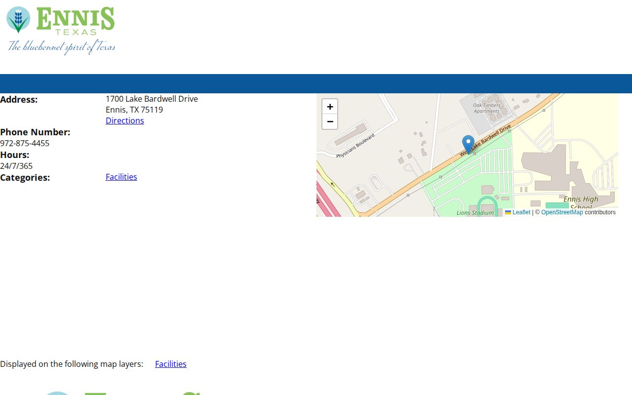 Ennis Public Safety Facility booking records reference